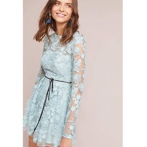 NWT Monique Lhuillier Blue Lace Dress Size 10P